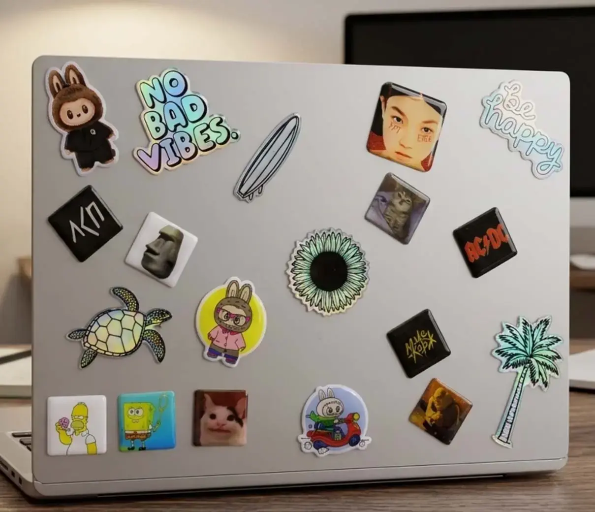 Domed sticker applied to a laptop lid